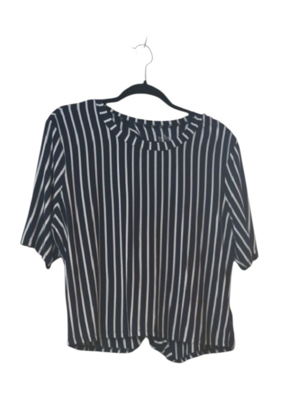 Striped Navy and White Short Sleeve Slightly Open Back Top & Matching Pant - Picture 2 of 5